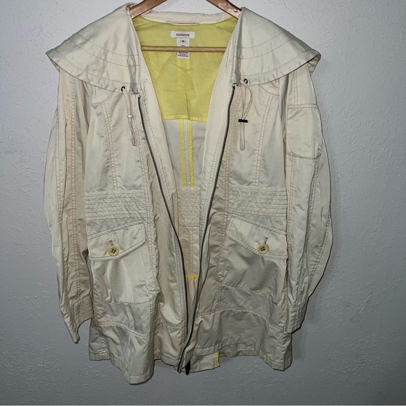 Sundance utility hooded Full Zip Long Jacket Butter Cream Yellow Size Medium. - Picture 2 of 16